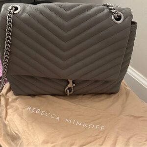 Rebecca Minkoff Chevron Quilted Shoulder Bag in Gray brand new w tags and duster